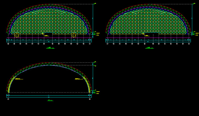 津南跨度110米，拱高35_7米煤棚网架